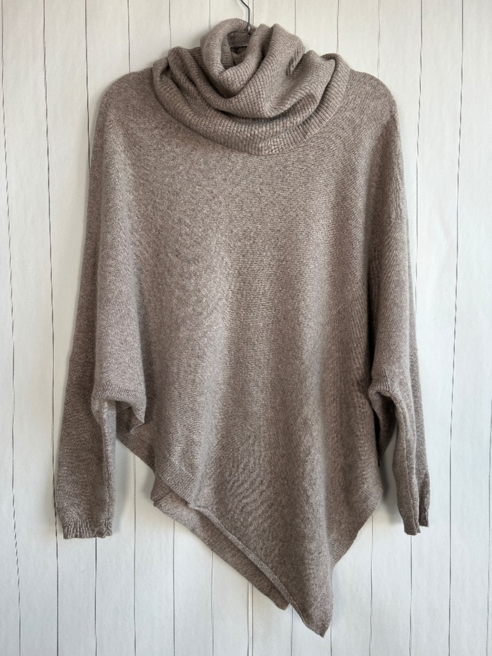 Inhabit size M 100% cashmere sweater tan asymmetrical turtle neck oversized